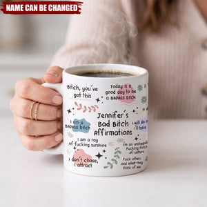Funny Mug - Bad B*Tch Affirmations - For Coworkers, Friends, Self Gift - 3D Middle Finger - Personalized Mug
