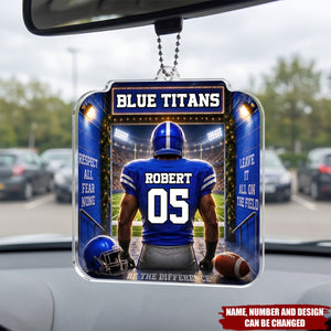 Custom America Football Acrylic Car Ornament - Personalized Birthday Gifts For America Football Lovers, Sports Fans, Sports Lovers - Play Hard Win Proud