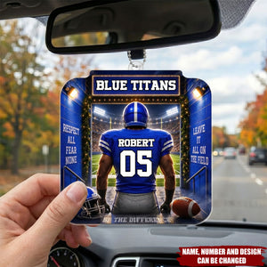 Custom America Football Acrylic Car Ornament - Personalized Birthday Gifts For America Football Lovers, Sports Fans, Sports Lovers - Play Hard Win Proud