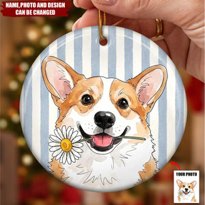 Custom Photo Ceramic Ornament - Personalized Birthday Gifts For Dog Cat Lovers, Dog Dad And Mom, Cat Owners - Merry Christmas My Cute Friend