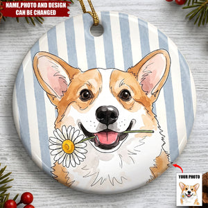 Custom Photo Ceramic Ornament - Personalized Birthday Gifts For Dog Cat Lovers, Dog Dad And Mom, Cat Owners - Merry Christmas My Cute Friend