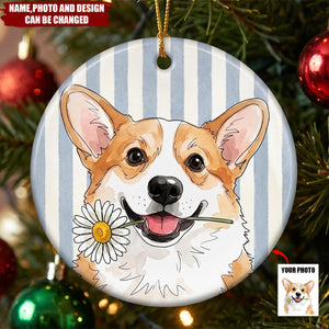 Custom Photo Ceramic Ornament - Personalized Birthday Gifts For Dog Cat Lovers, Dog Dad And Mom, Cat Owners - Merry Christmas My Cute Friend