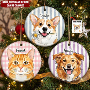 Custom Photo Ceramic Ornament - Personalized Birthday Gifts For Dog Cat Lovers, Dog Dad And Mom, Cat Owners - Merry Christmas My Cute Friend