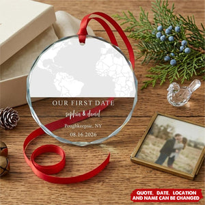 Custom Map Christmas Couple Gifts, Anniversary Gift For Newlywed - Personalized Ornament