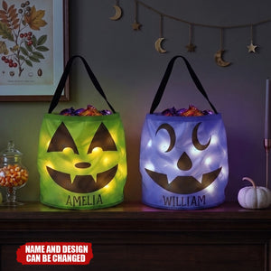 Halloween Candy Bag For Kids Scary Pumpkin Face - Personalized Halloween Basket