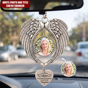 Custom Photo Memorial I Have An Angel Watching Over Me - Personalized Angel Wings Photo Ornament