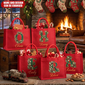 Custom Burlap Tote Bag - Personalized Christmas Birthday Gifts For Family, Friend - Joyfully Gathered This Season