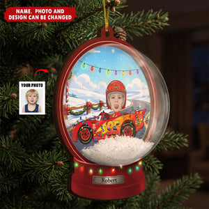 Custom Kid Funny Face Cartoon Car Christmas Gifts - Personalized Ornament