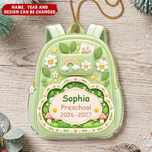 Personalized Custom Shaped Acrylic Ornament - Kids Backpack First Day Of School