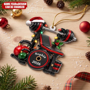 Custom Name Gym Christmas Gifts for Fitness Lovers - Personalized Acrylic Ornament