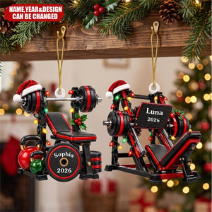Custom Name Gym Christmas Gifts for Fitness Lovers - Personalized Acrylic Ornament