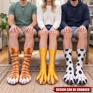 Custom Funny Animal Feet Gifts for Animal Lovers - Personalized Middle Tube Socks