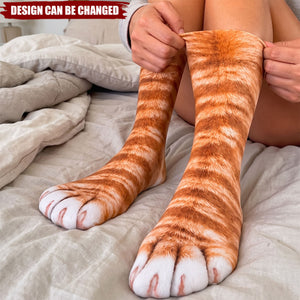 Custom Funny Animal Feet Gifts for Animal Lovers - Personalized Middle Tube Socks