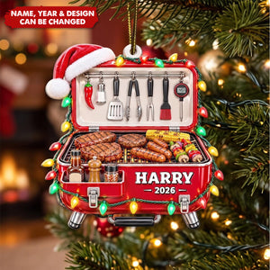 Christmas Gift For Grilling Husband - Personalized BBQ Smoker Embossed Ornament
