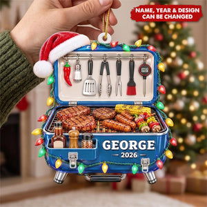 Christmas Gift For Grilling Husband - Personalized BBQ Smoker Embossed Ornament