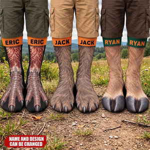Funny Gag Gift For Hunters - Personalized Animal Paw Illusion Socks