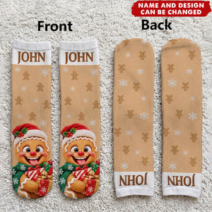 Funny Christmas Gag Gift For Him - Personalized Novelty Christmas Character Feet Socks