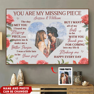 You Are My Missing Piece With Puzzle And Roses - Personalized Poster, Gift For Partners And Loved Ones