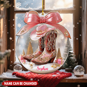Cowgirl Boots - Personalized Christmas Acrylic Ornament