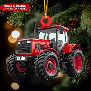 Custom Name Tractor Christmas Personalized Ornament