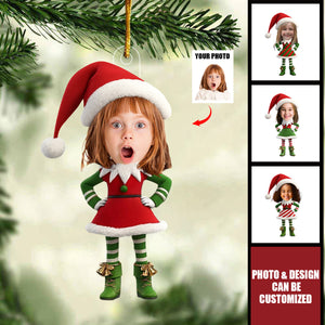 Custom Kid Face Cute Elf Baby - Personalized Acrylic Photo Ornament