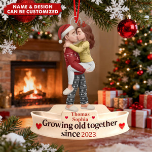 Personalized Couple Hug Acrylic Ornament, Christmas Gift For Grandparents, Husband And Wife