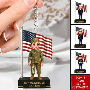250th Anniversary Military Action Figure - Personalized Acrylic Keychain