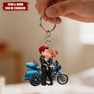 Biker Couple - Personalized Acrylic Keychain - Sentimental Gift for Her, for Him