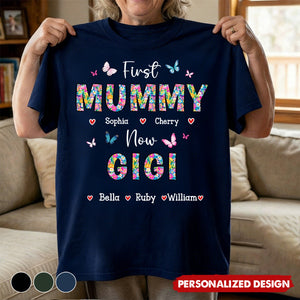 First Mom Now Grandma Floral - Personalized Shirt Gift For Mom