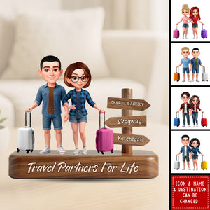 Couple Travel Adventure Traveling Destination 2D Flat - Personalized Acrylic Block Plaque