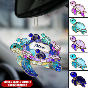 Mom Grandma Sea Turtle - Personalized Acrylic Car Hanger - Mother's Day Gift for Her