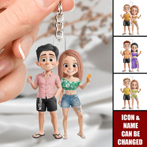 Acrylic Keychain - Personalized Summer Vacation And Travel Gifts For Husband And Wife, Him And Her - Together Is My Favorite Place