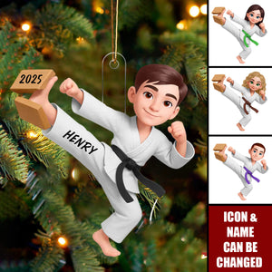 Karate Boy Girl - Personalized Acrylic Ornament - Christmas Gift for Daughter for Son