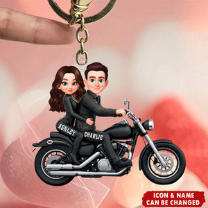 Couples That Ride Together Last Forever, Custom Action Figure Biker Couple - Personalized Acrylic Keychain