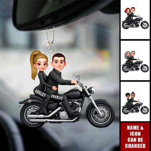 Couples That Ride Together Last Forever, Custom Action Figure Biker Couple - Personalized Acrylic Car Ornament