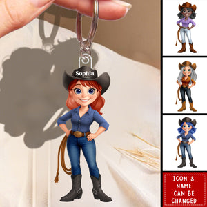 Cowgirl What A Wonderful World - Personalized Keychain