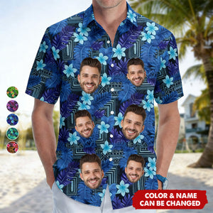 Kapa Hawaiian Pattern Tropical Aloha Shirts With Face - Custom Photo Hawaiian Shirts