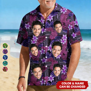Kapa Hawaiian Pattern Tropical Aloha Shirts With Face - Custom Photo Hawaiian Shirts