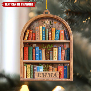 Personalized Christmas Bookshelf 2-Layered Wooden Ornament