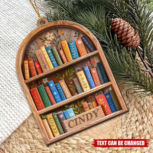Personalized Christmas Bookshelf 2-Layered Wooden Ornament