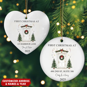 First Christmas In Our New Home Personalized Couples Home Ceramic Ornament