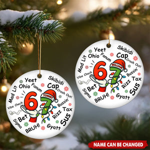 Funny Gen Z Slang Teenager Personalized Six Seven Ornament Kids Christmas Gift
