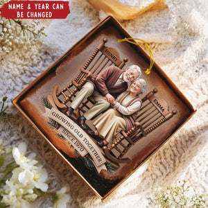 Growing Old Together Couple Sitting On Rocking Chairs Personalized Christmas Ornament