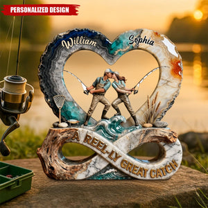 A Reel-ly Great Catch - Personalized Acrylic Plaque- Gifts For Fishing Couple