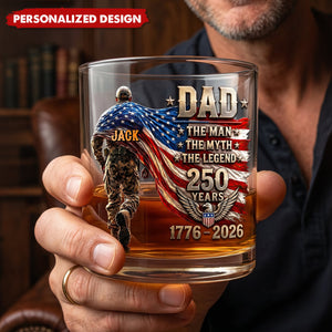 250th America The Patriot Legend Glass - Personalized Whiskey Glass, Gift For Dad, Grandpa