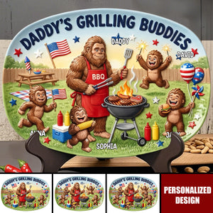 Bigfoot Dad Grilling Plate - Personalized Platter - Gift For Dad