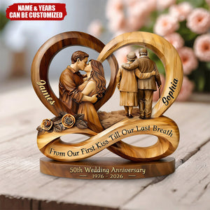 From Our First Kiss Till Our Last Breath - Personalized Golden 50th Anniversary Acrylic Plaque