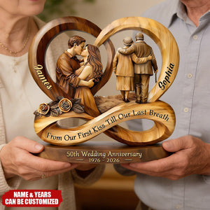 From Our First Kiss Till Our Last Breath - Personalized Golden 50th Anniversary Acrylic Plaque