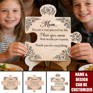 Personalized Floral Wooden Puzzle Plaque - Mother's Day Gift for Mom