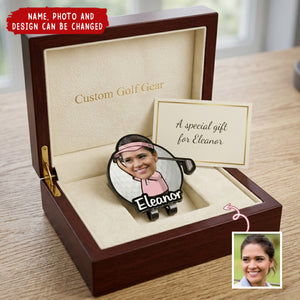 Personalized Cartoon Character Face Photo Golf Ball Marker Magnetic Hat Clip with Name - Birthday Game Day Gift for Golf Lover